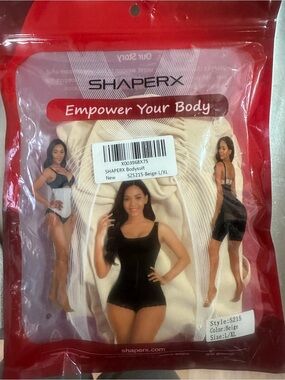 SHAPERX Beige Women’s Bodysuit Shapewear - L/XL